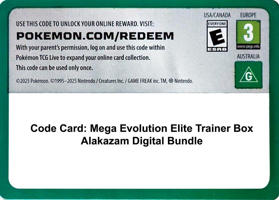 Code Card - Mega Evolution Elite Trainer Box Alakazam Digital Bundle