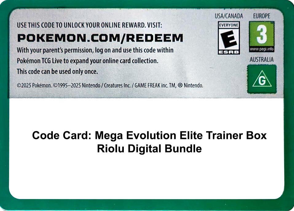 Code Card - Mega Evolution Elite Trainer Box Riolu Digital Bundle