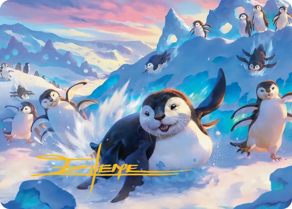 Otter-Penguin Art Card (Gold-Stamped Signature)