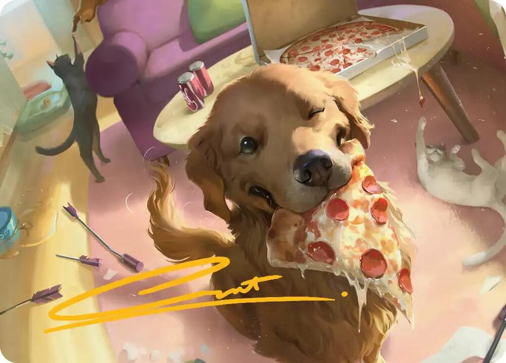 Lucky the Pizza Dog Art Card (Gold-Stamped Signature)