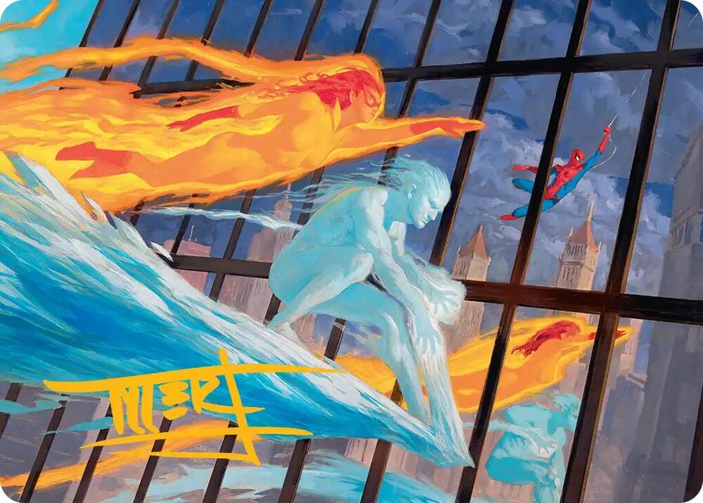 Iceman and Firestar Art Card (Gold-Stamped Signature)