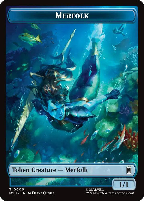 Merfolk // Doombot Double-Sided Token (MSH 6 // 18) - Magic: The Gathering
