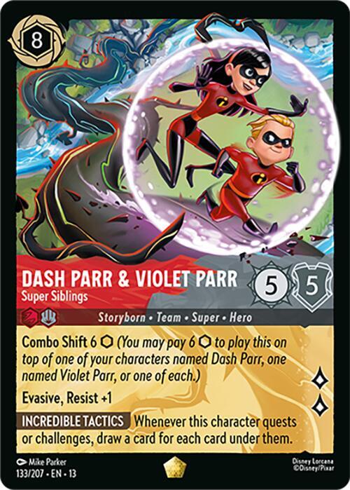 Dash Parr & Violet Parr - Super Siblings (Attack of the Vine! 133/207) - Disney Lorcana