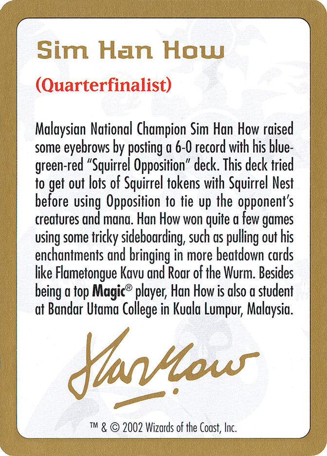 2002 Sim Han How Biography Card