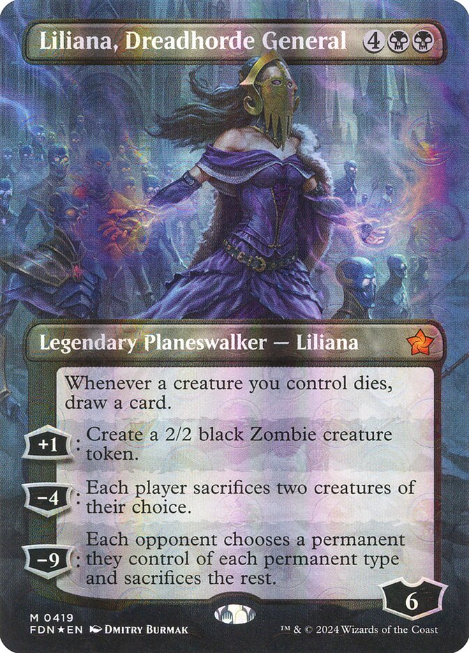 Liliana, Dreadhorde General (Borderless) (Mana Foil)