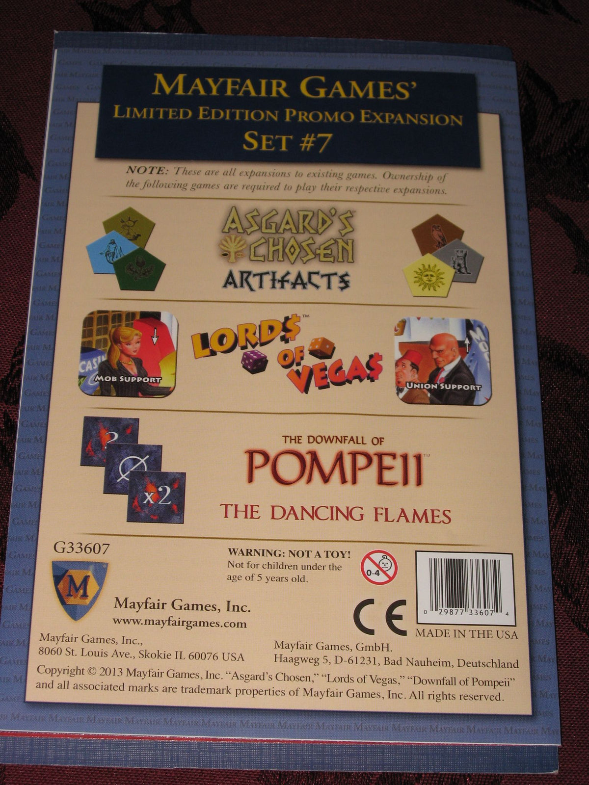 Mayfair Games' Limited Edition Promo Expansion Set #7
