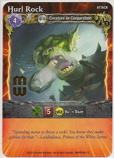 Mage Wars: Hurl Rock Promo Card