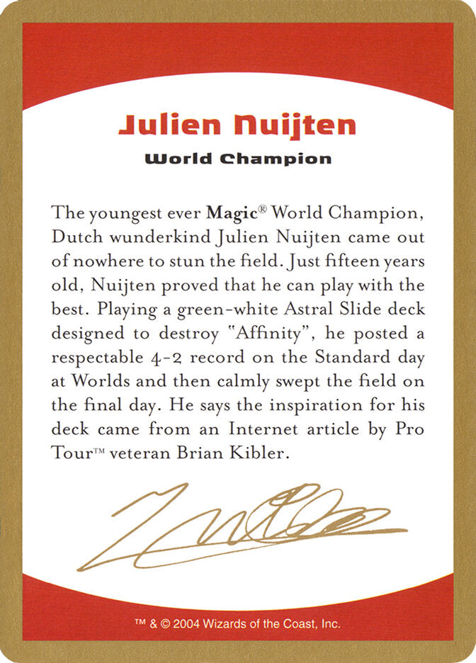 2004 Julien Nuijten Biography Card