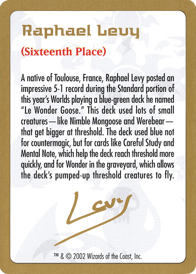 2002 Raphael Levy Biography Card