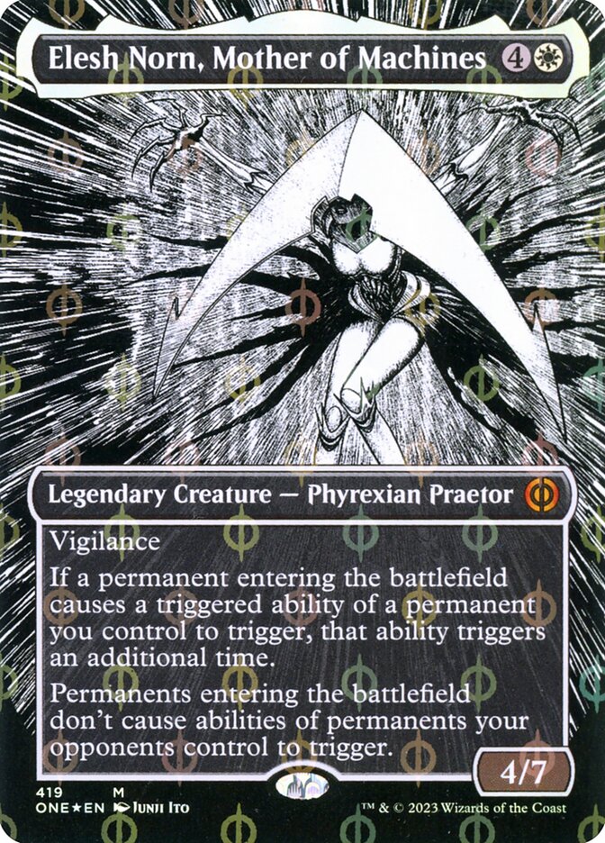 Elesh Norn, Mother of Machines (Borderless) (Step-and-Compleat Foil)
