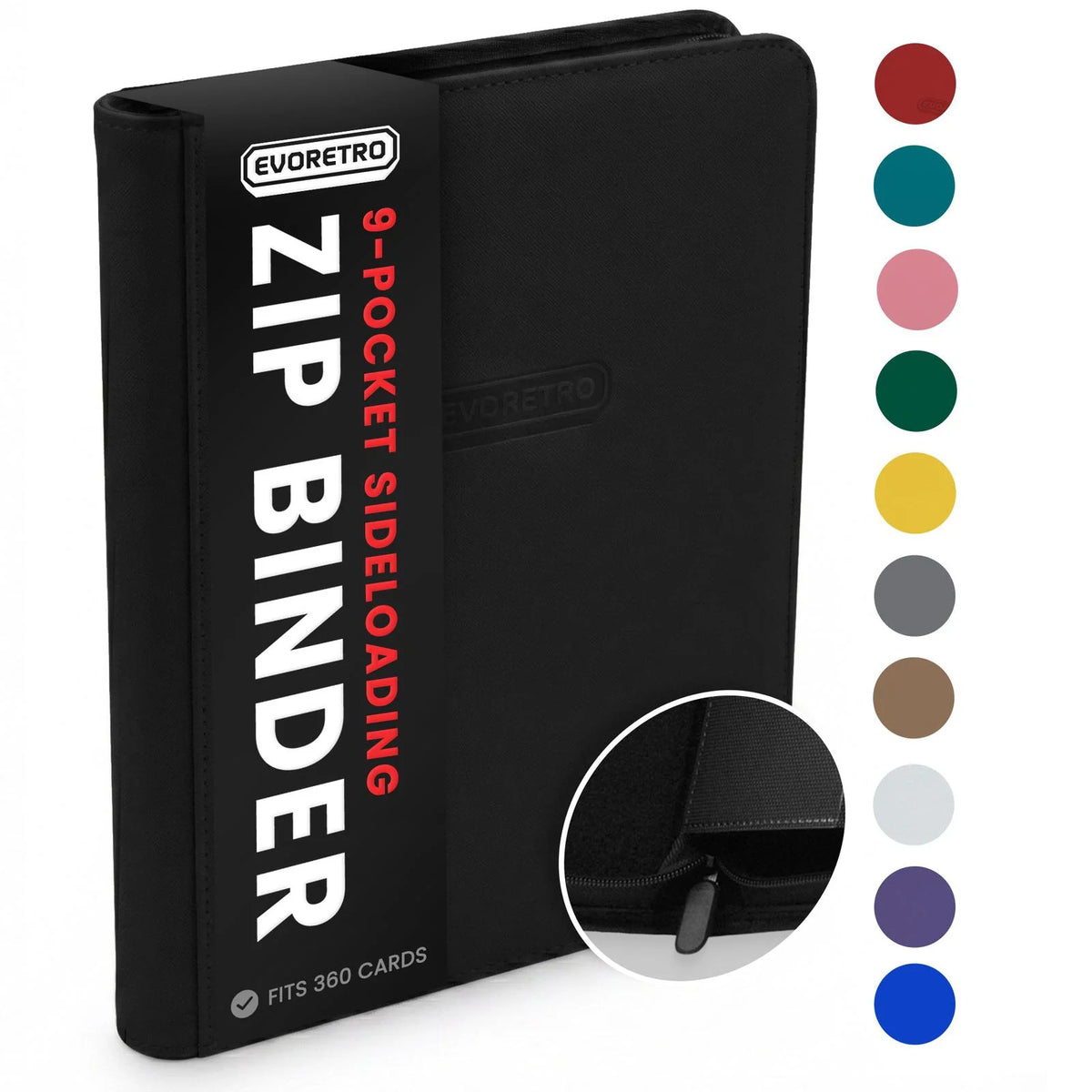 Evoretro 9-Pocket Zippered Binder
