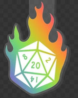 Rainbow d20 Pride keychain - Boardwalk Cafe & Games