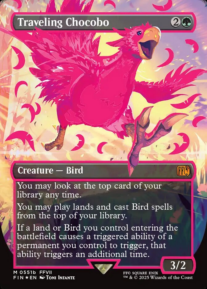 Traveling Chocobo (Borderless) (Neon Ink Pink)