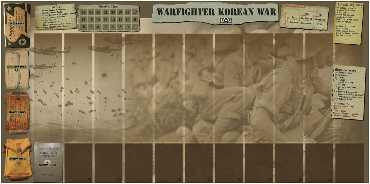 Warfighter: The WWII Pacific Combat Card Game – Korean War Playmat