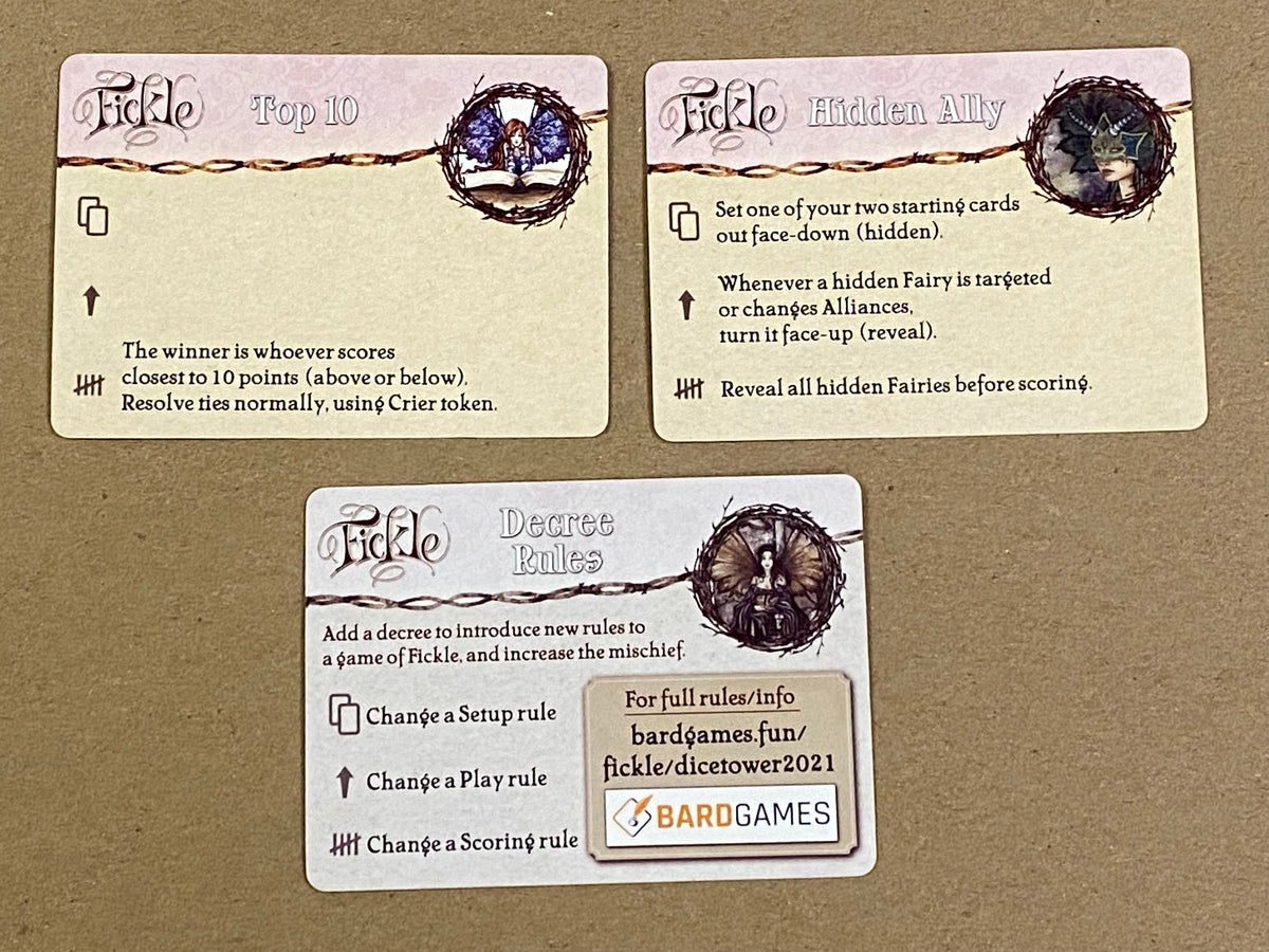 Fickle: Decree Rules Promo Cards