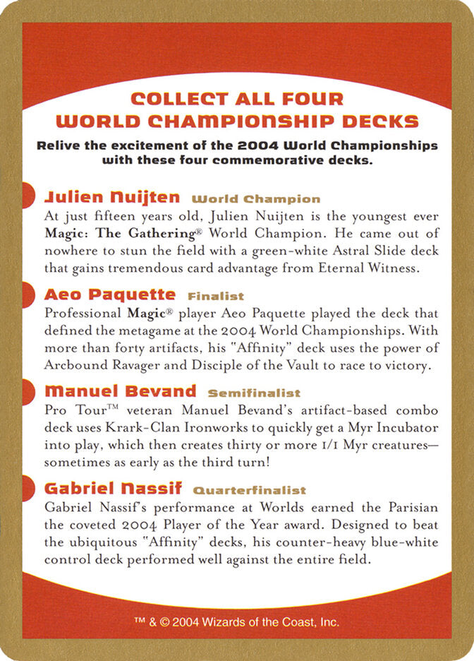 2004 World Championship Advertisement Card