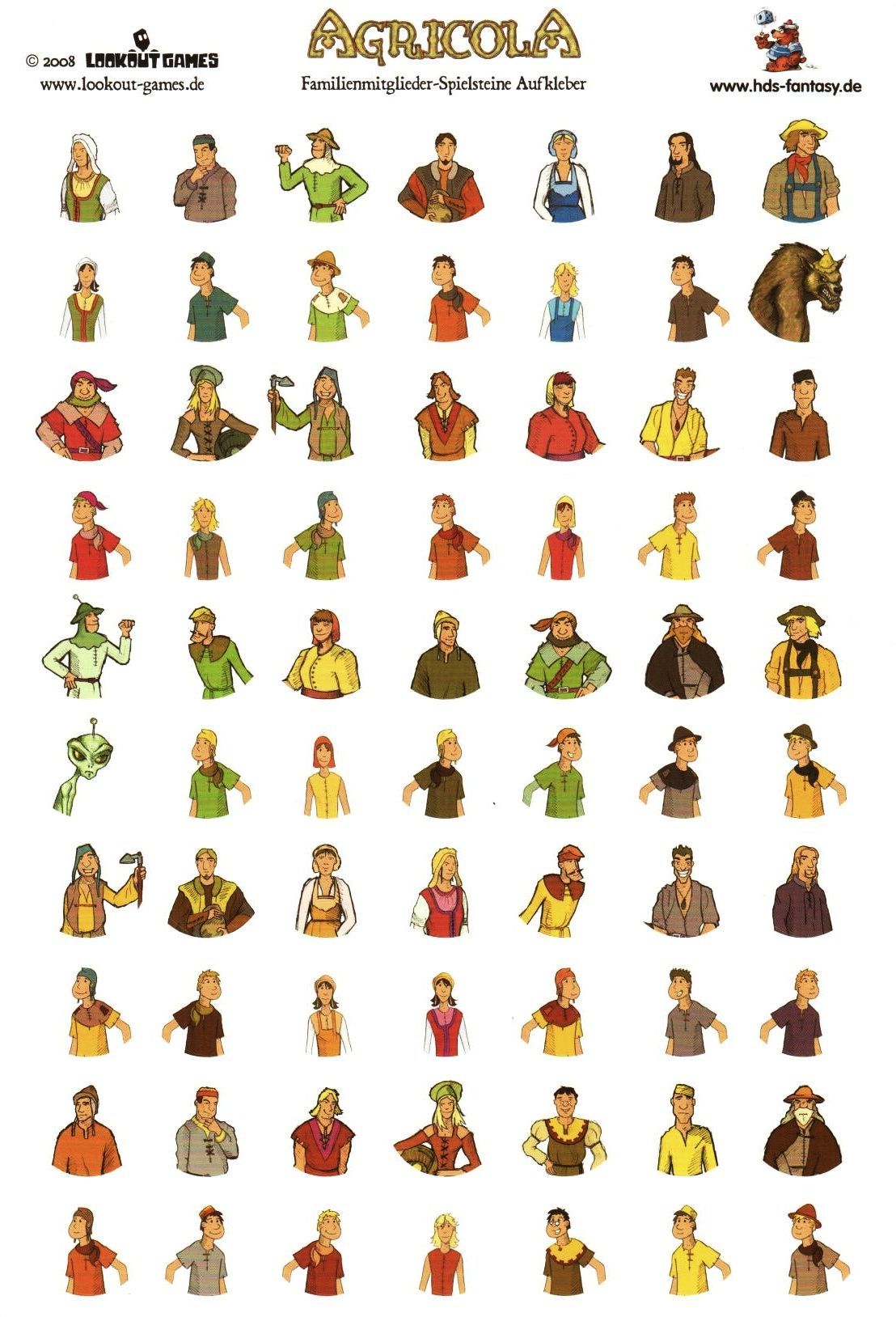 Agricola: Family Member Sticker Sheet