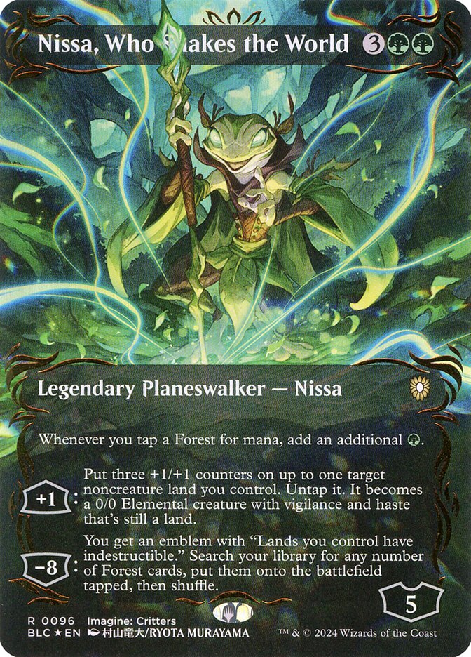Nissa, Who Shakes the World (Borderless) (Raised Foil)