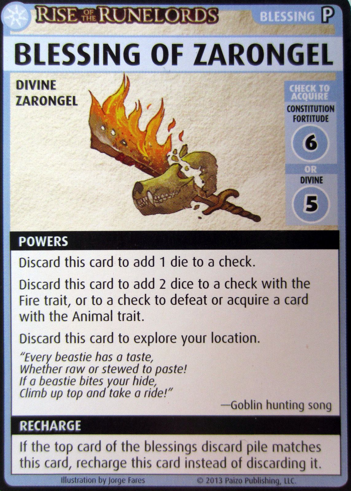 Pathfinder Adventure Card Game: Rise of the Runelords – "Blessing of Zarongel" Promo Card