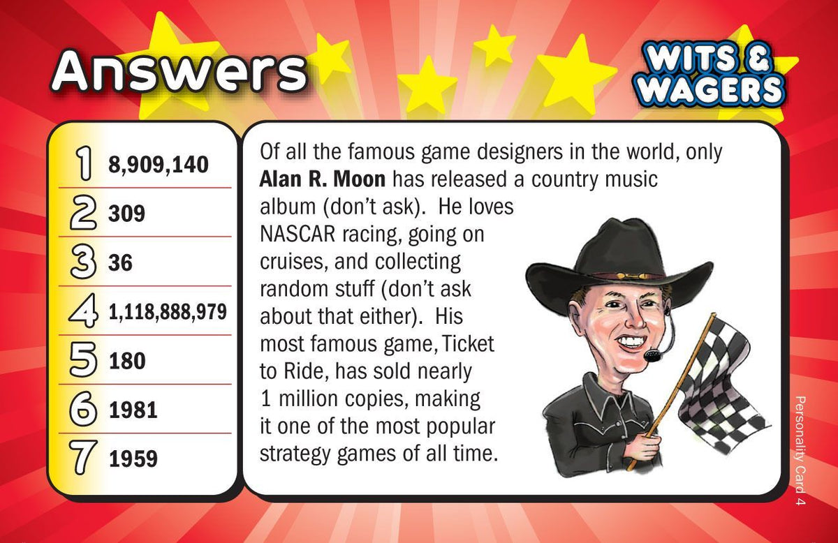 Wits & Wagers: Alan R. Moon Personality Card Promo