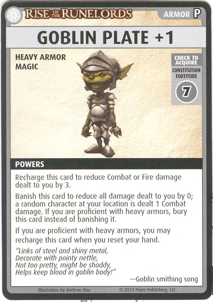 Pathfinder Adventure Card Game: Rise of the Runelords – "Goblin Plate +1" Promo Card