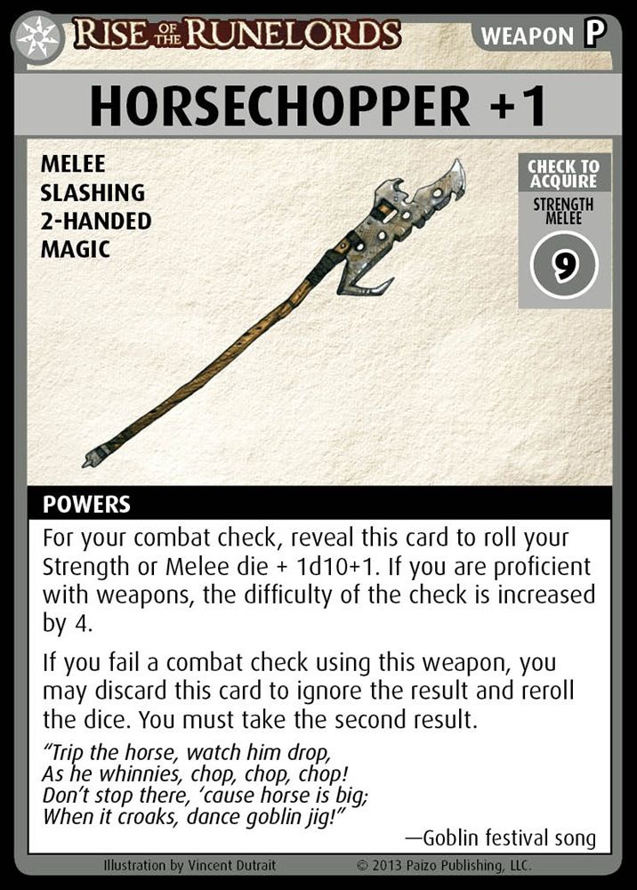 Pathfinder Adventure Card Game: Rise of the Runelords – "Horsechopper +1" Promo Card