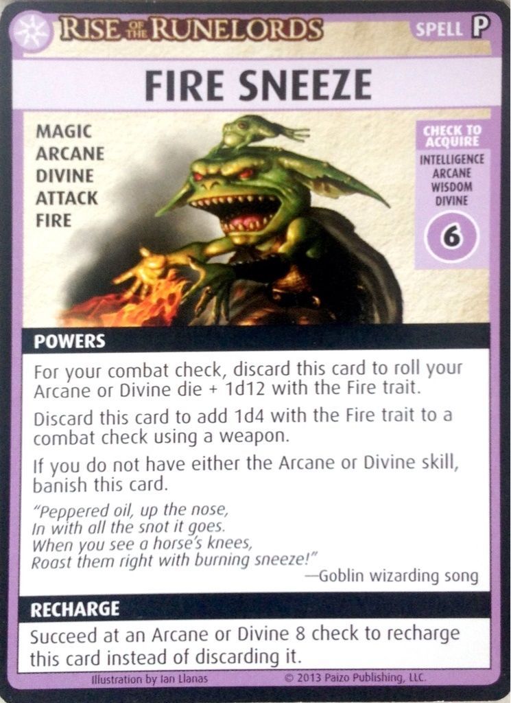 Pathfinder Adventure Card Game: Rise of the Runelords – "Fire Sneeze" Promo Card