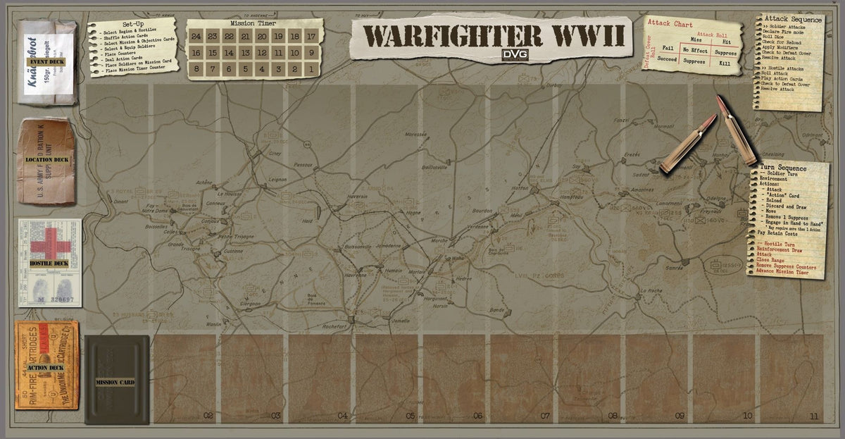 Warfighter: The WWII Tactical Combat Card Game – Neoprene Mat