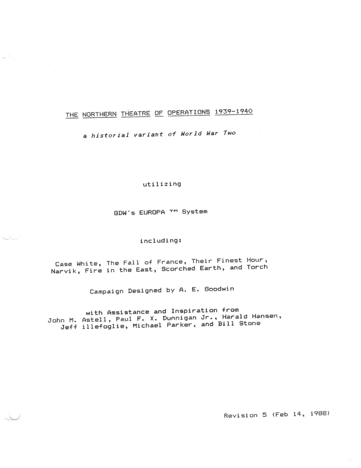 The Northern Theatre of Operations 1939-40