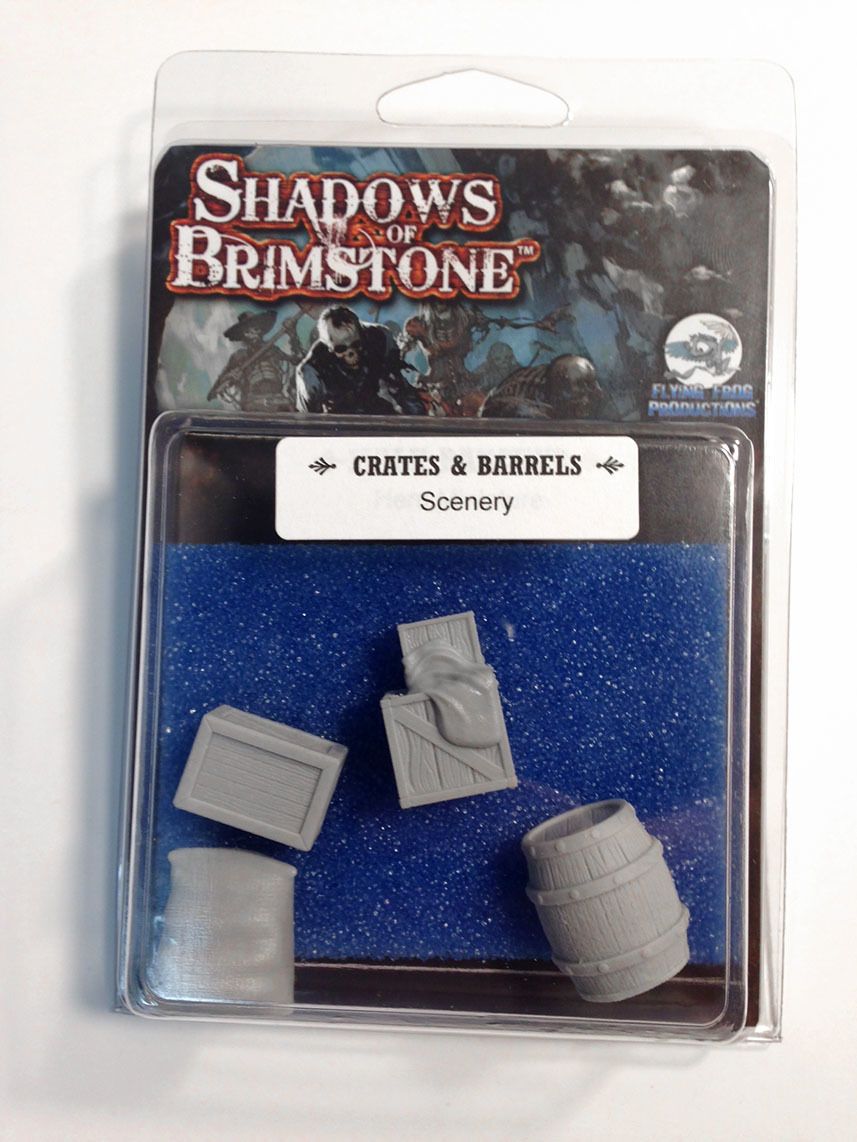 Shadows of Brimstone: Resin Crates and Barrels Terrain Set
